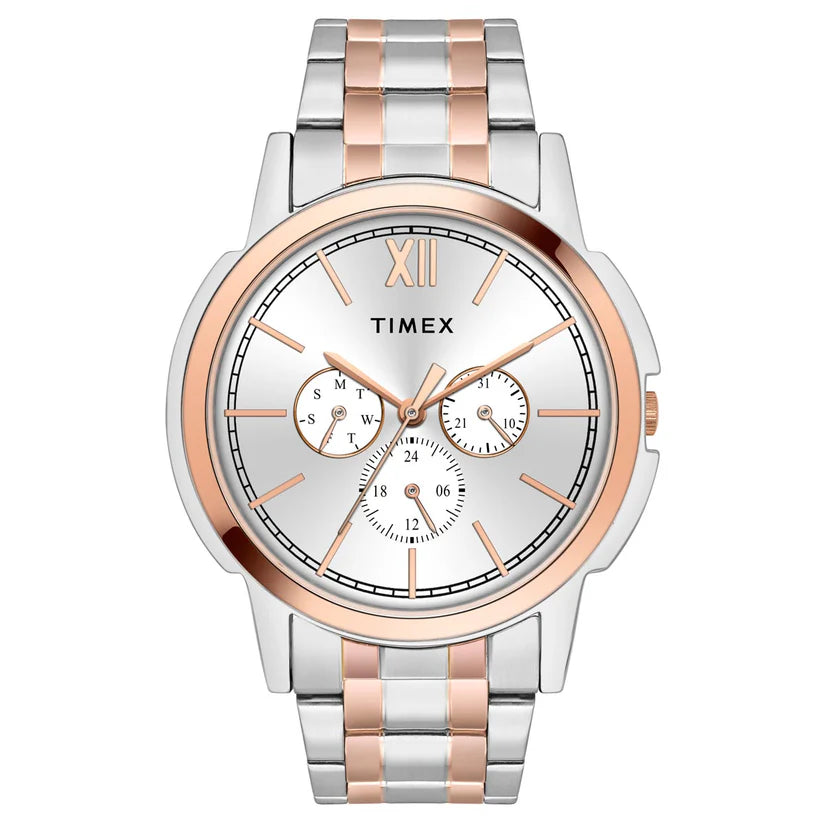 Timex Male Silver Round Chronograph Stainless Steel Watch TW000U322