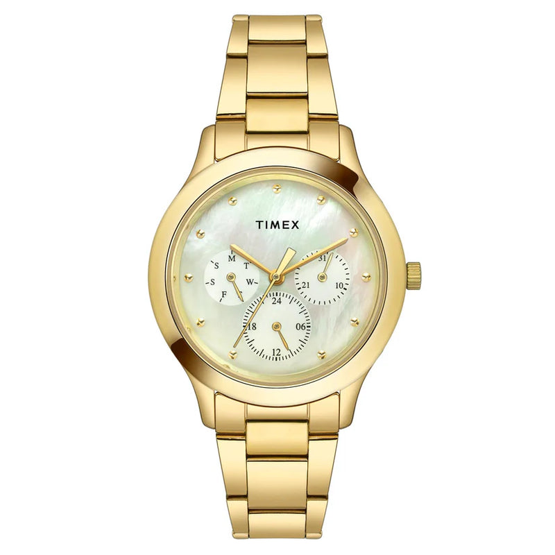 Timex Women's Mother of Pearl Round Chronograph Stainless Steel Watch TW000Q818-EX