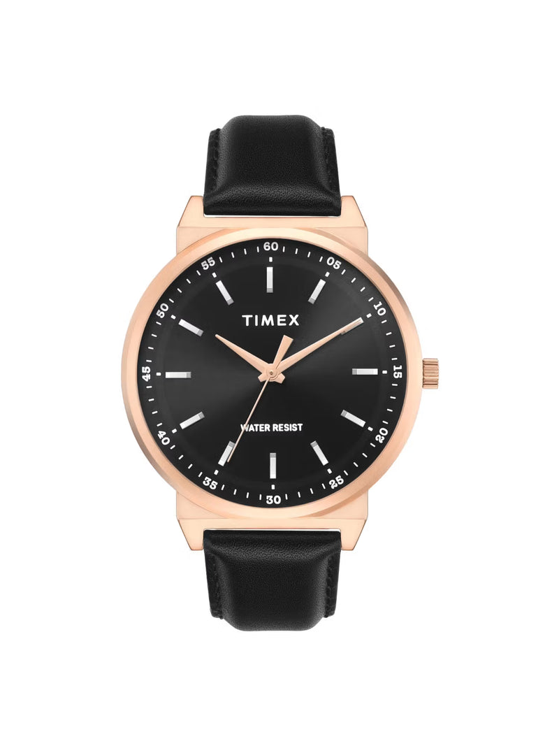 Timex Trendline Leather Black Dial Analog Watches for Men - TWTG14702T