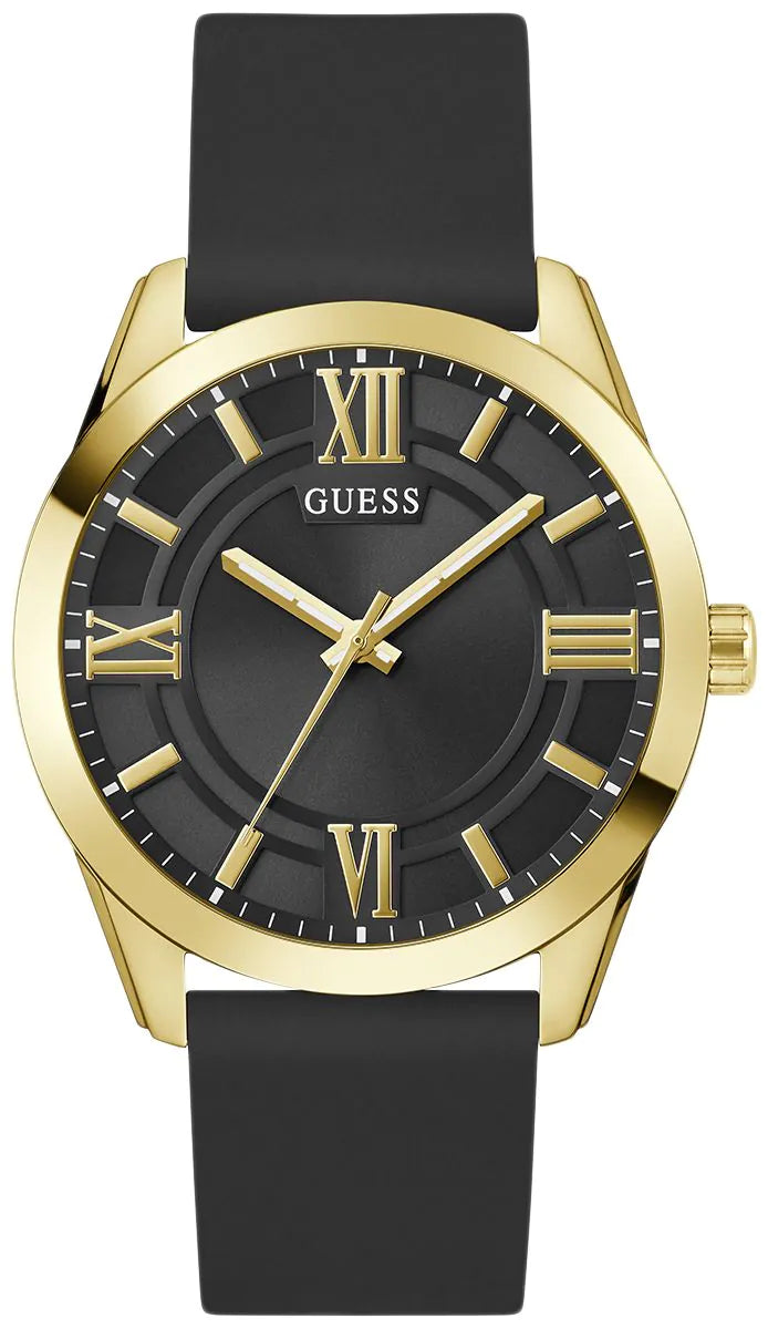 GUESS Mens Black Gold Tone Analog Watch - GW0894G2
