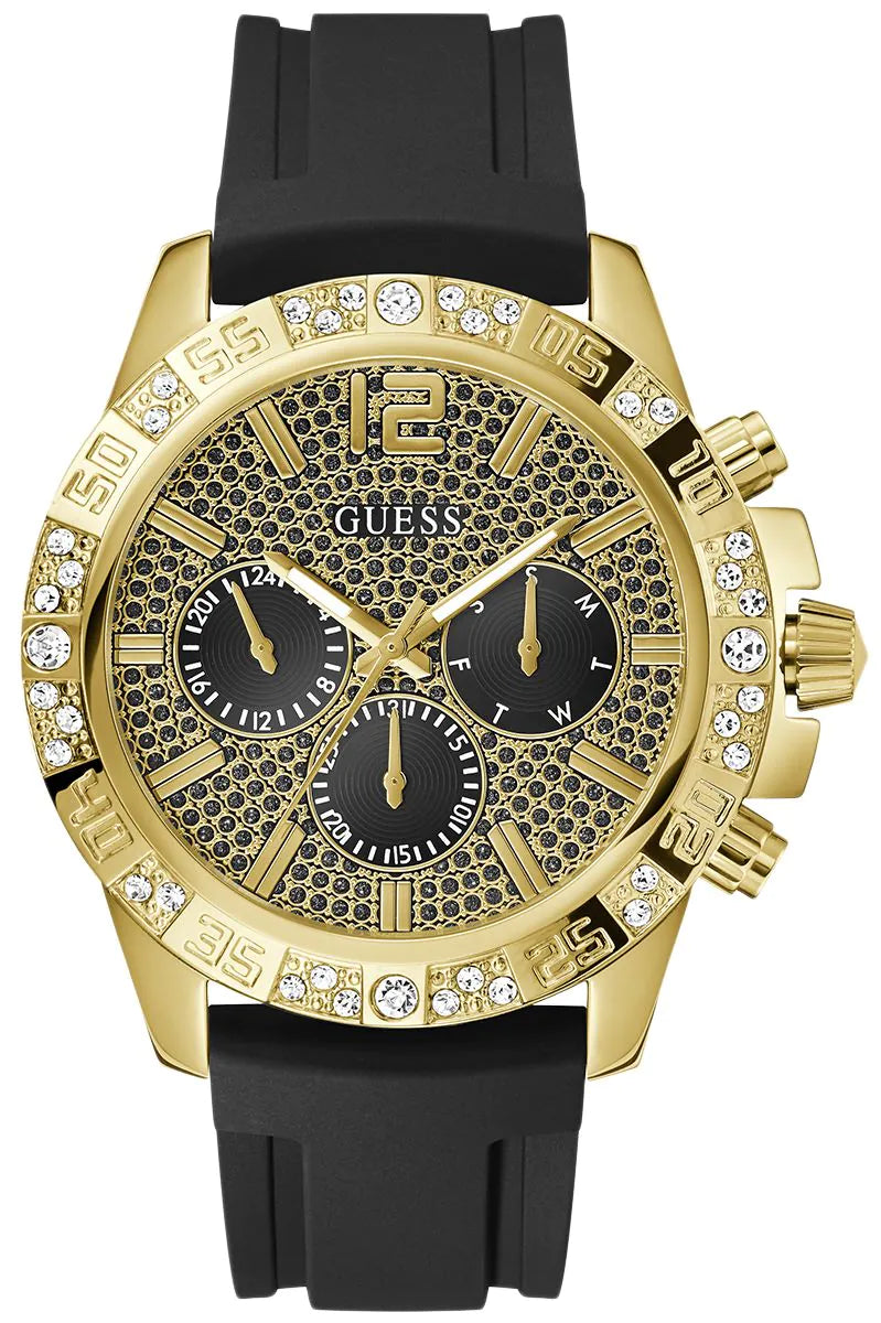 GUESS Mens Black Gold Tone Multi-function Watch GW0909G2 - KRISHNA WATCH COMPANY
