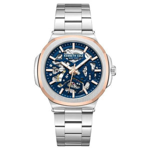 Kenneth Cole Automatic Blue Dial With Silver Stainless Steel Strap Watch For Men ntkcwgy0046201mn - KRISHNA WATCH COMPANY