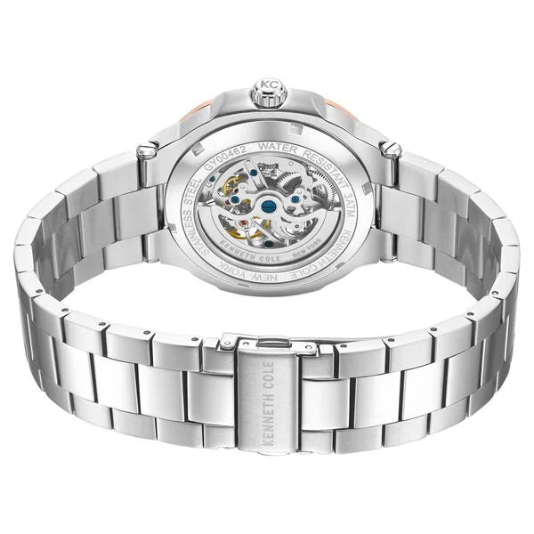 Kenneth Cole Automatic Blue Dial With Silver Stainless Steel Strap Watch For Men ntkcwgy0046201mn - KRISHNA WATCH COMPANY