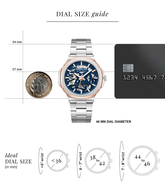Kenneth Cole Automatic Blue Dial With Silver Stainless Steel Strap Watch For Men ntkcwgy0046201mn - KRISHNA WATCH COMPANY
