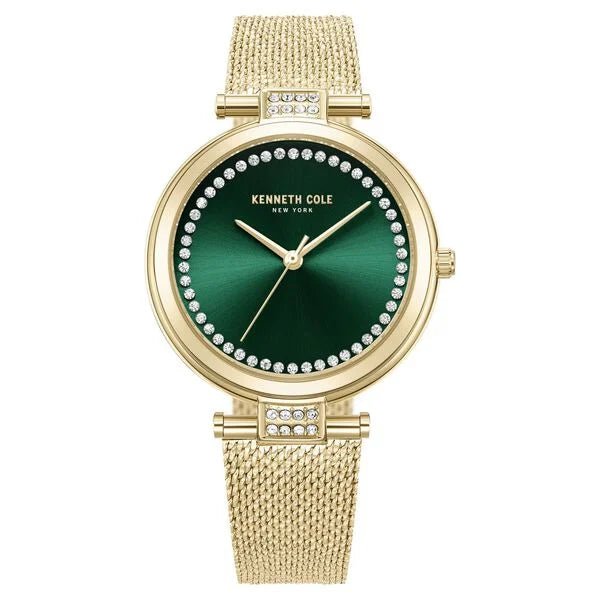Kenneth Cole Quartz Analog Green Dial Golden Stainless Steel Strap Watch for Women ntkcwlg0026801ld - KRISHNA WATCH COMPANY