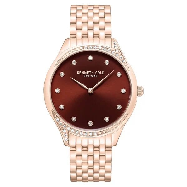 Kenneth Cole Quartz Analog Maroon Dial Rose Gold Colour Stainless Steel Strap Watch For Women kcwlg0068203ld - KRISHNA WATCH COMPANY