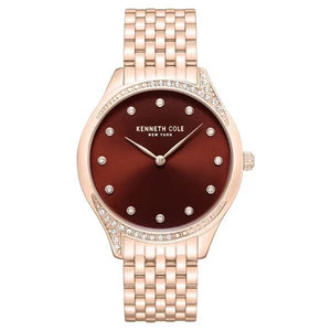 Kenneth Cole Quartz Analog Maroon Dial Rose Gold Colour Stainless Steel Strap Watch For Women kcwlg0068203ld - KRISHNA WATCH COMPANY