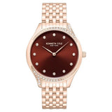 Kenneth Cole Quartz Analog Maroon Dial Rose Gold Colour Stainless Steel Strap Watch For Women kcwlg0068203ld - KRISHNA WATCH COMPANY