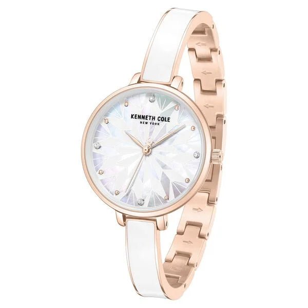 Kenneth Cole Quartz Analog White Dial Rose Gold Colour Stainless Steel Strap Watch For Women kcwlg0068003ld