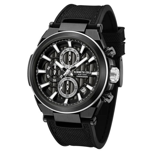 Kenneth Cole Quartz Multifunction Black Dial Black Colour Silicone Strap Watch For Men kcwgo0065701mn