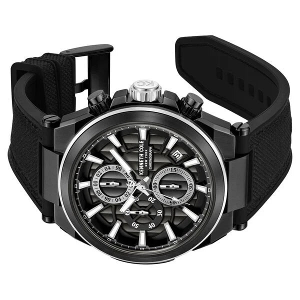 Kenneth Cole Quartz Multifunction Black Dial Black Colour Silicone Strap Watch For Men kcwgo0065701mn