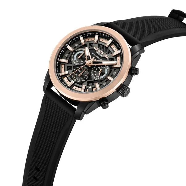 Kenneth Cole Quartz Multifunction Black Dial Black Colour Silicone Strap Watch For Men kcwgo0067702mn