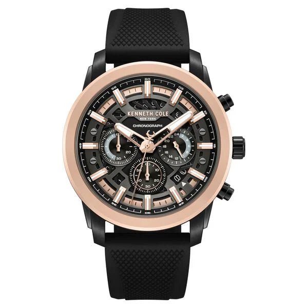 Kenneth Cole Quartz Multifunction Black Dial Black Colour Silicone Strap Watch For Men kcwgo0067702mn