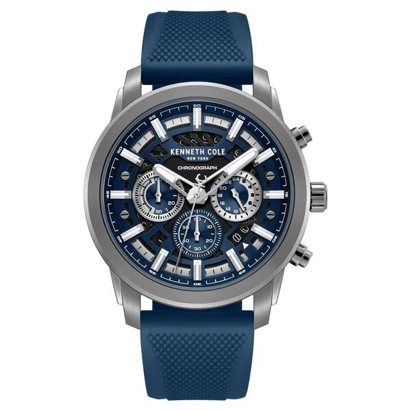 Kenneth Cole Quartz Multifunction Blue Dial Blue Colour Silicone Strap Watch For Men kcwgo0067701mn
