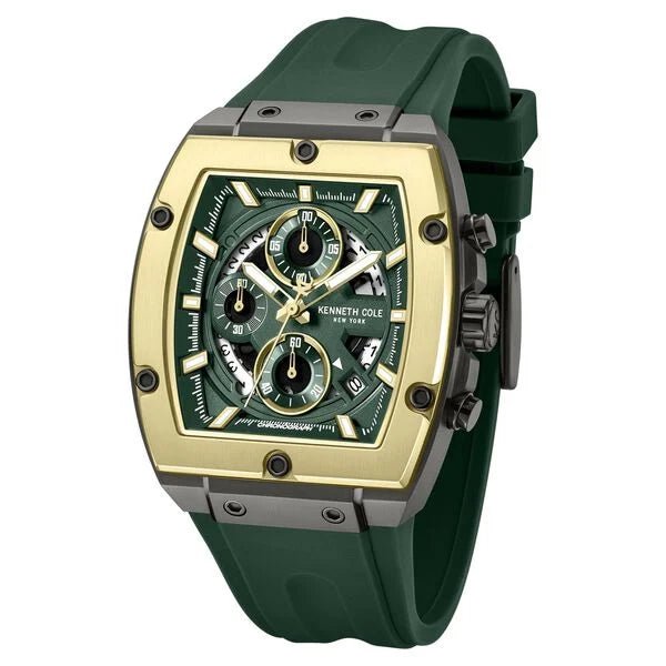 Kenneth Cole Quartz Multifunction Green Dial Green Colour Silicone Strap Watch For Men kcwgo0067601mn - KRISHNA WATCH COMPANY