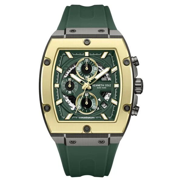 Kenneth Cole Quartz Multifunction Green Dial Green Colour Silicone Strap Watch For Men kcwgo0067601mn - KRISHNA WATCH COMPANY