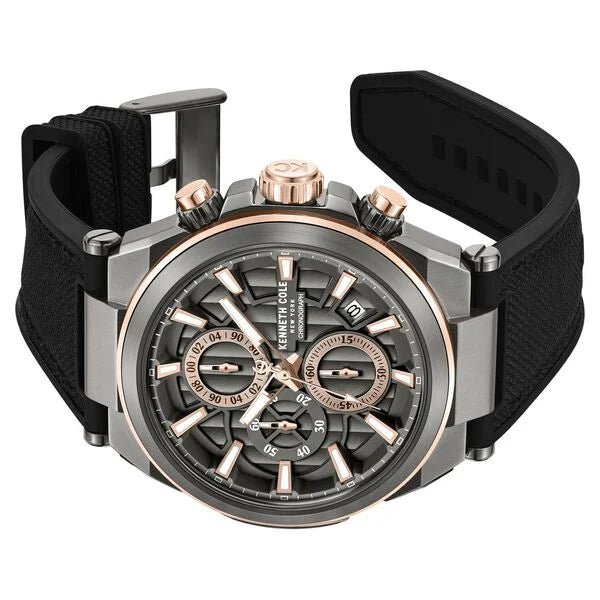 Kenneth Cole Quartz Multifunction Grey Dial Black Colour Silicone Strap Watch For Men kcwgo0065702mn