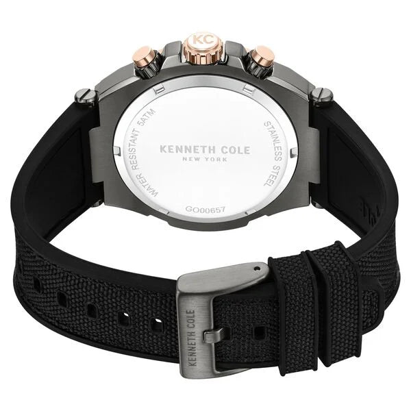 Kenneth Cole Quartz Multifunction Grey Dial Black Colour Silicone Strap Watch For Men kcwgo0065702mn