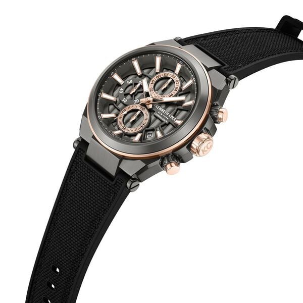Kenneth Cole Quartz Multifunction Grey Dial Black Colour Silicone Strap Watch For Men kcwgo0065702mn