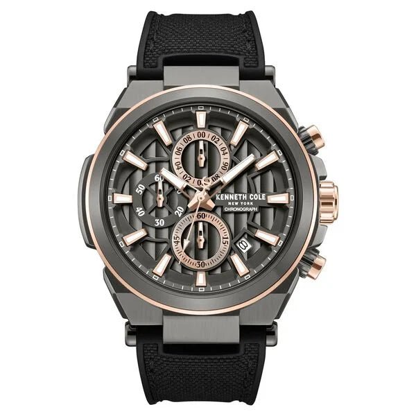 Kenneth Cole Quartz Multifunction Grey Dial Black Colour Silicone Strap Watch For Men kcwgo0065702mn