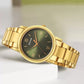 Sonata Classic Quartz Analog Green Dial Golden Stainless Steel Strap Watch for Men 7987ym15