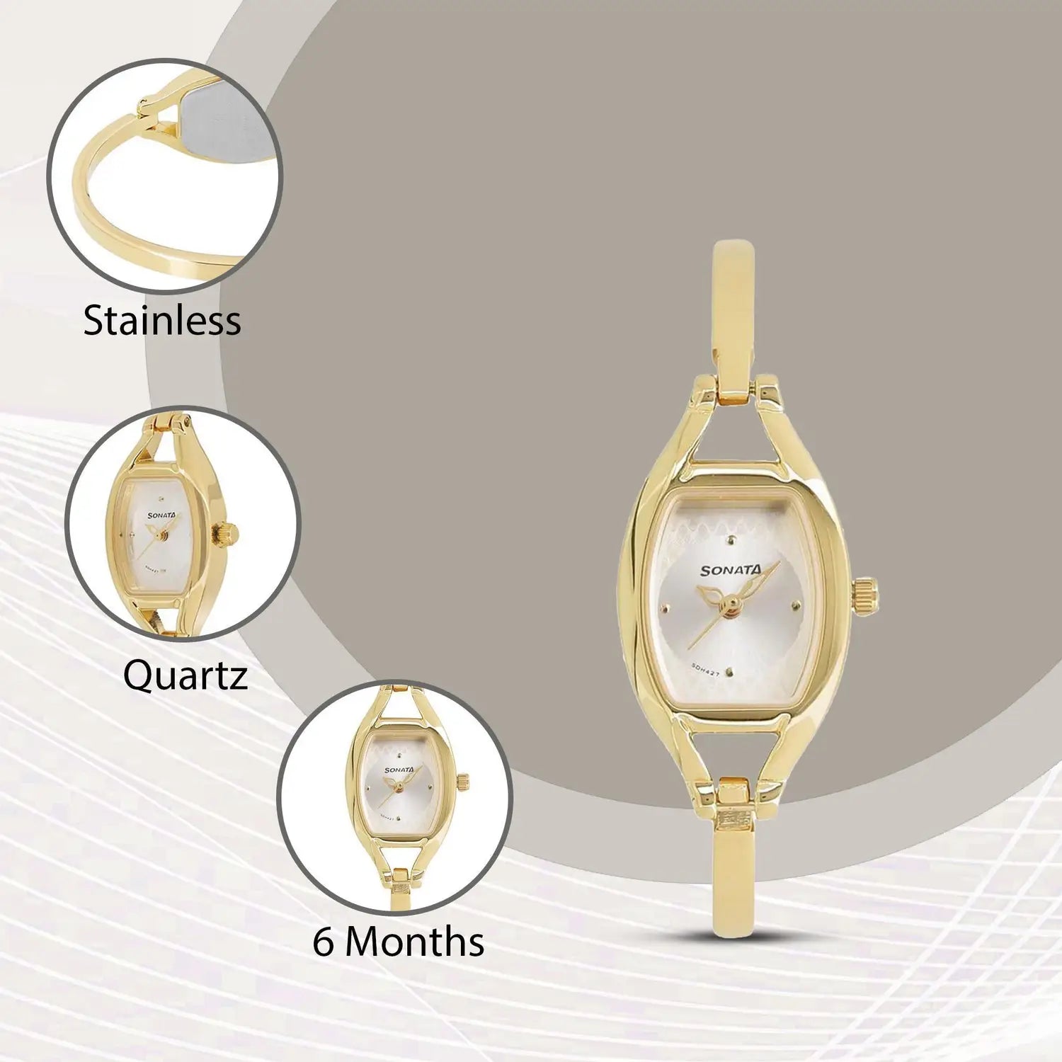 Sonata Pankh Silver Dial Women Watch With Metal Strap 8114ym06