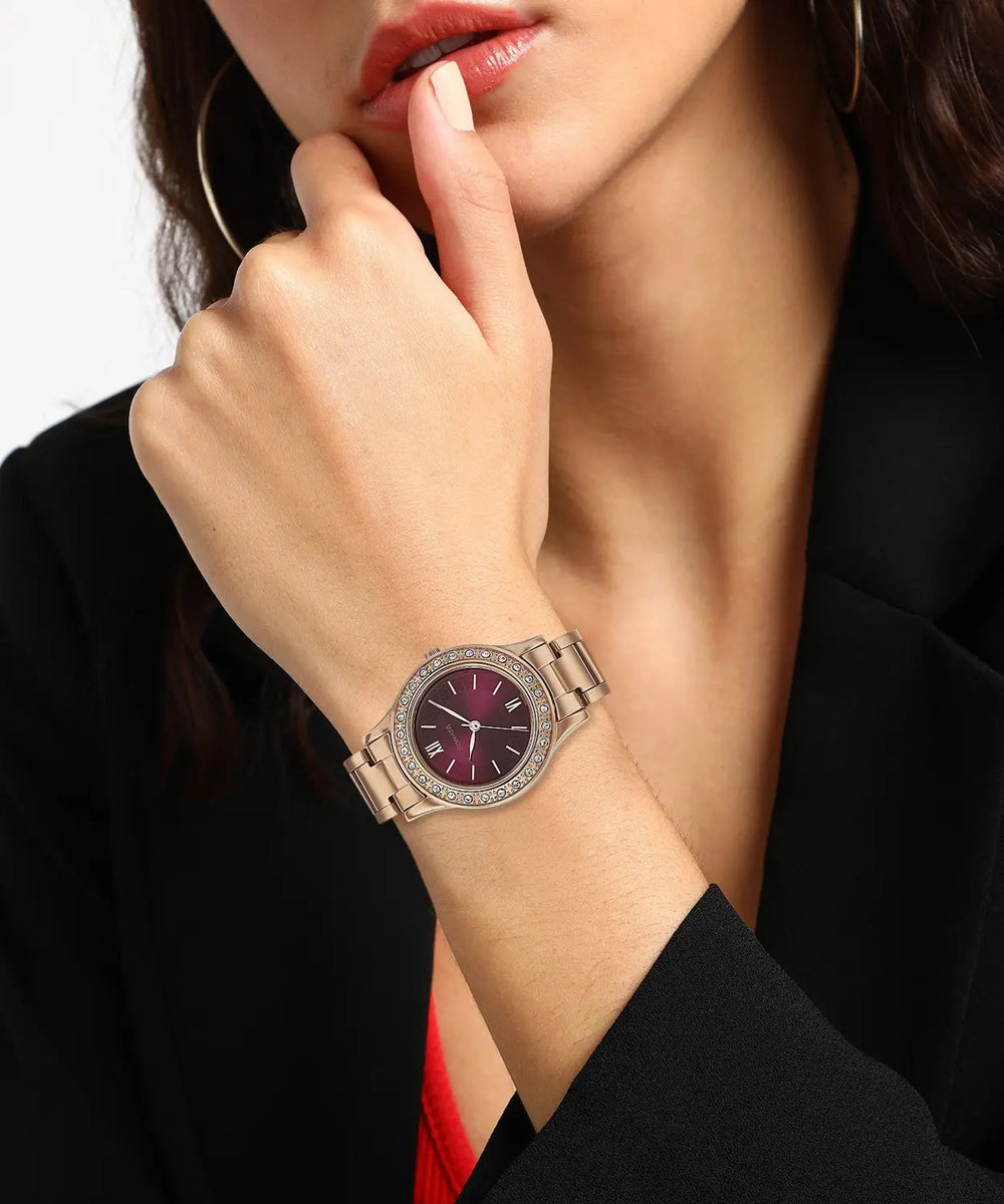 Sonata Blush It Up Maroon Dial Women Watch 8123wm02 - KRISHNA WATCH COMPANY