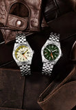 Seiko 5 GMT Men Automatic Green Dial Analog Stainless Steel Watch HDB001K1