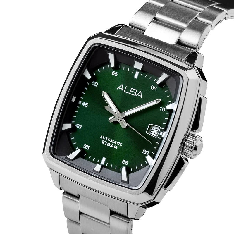 Alba Unique Rectangular Green & Black Radiation Dial Automatic Watch - AU4037X1