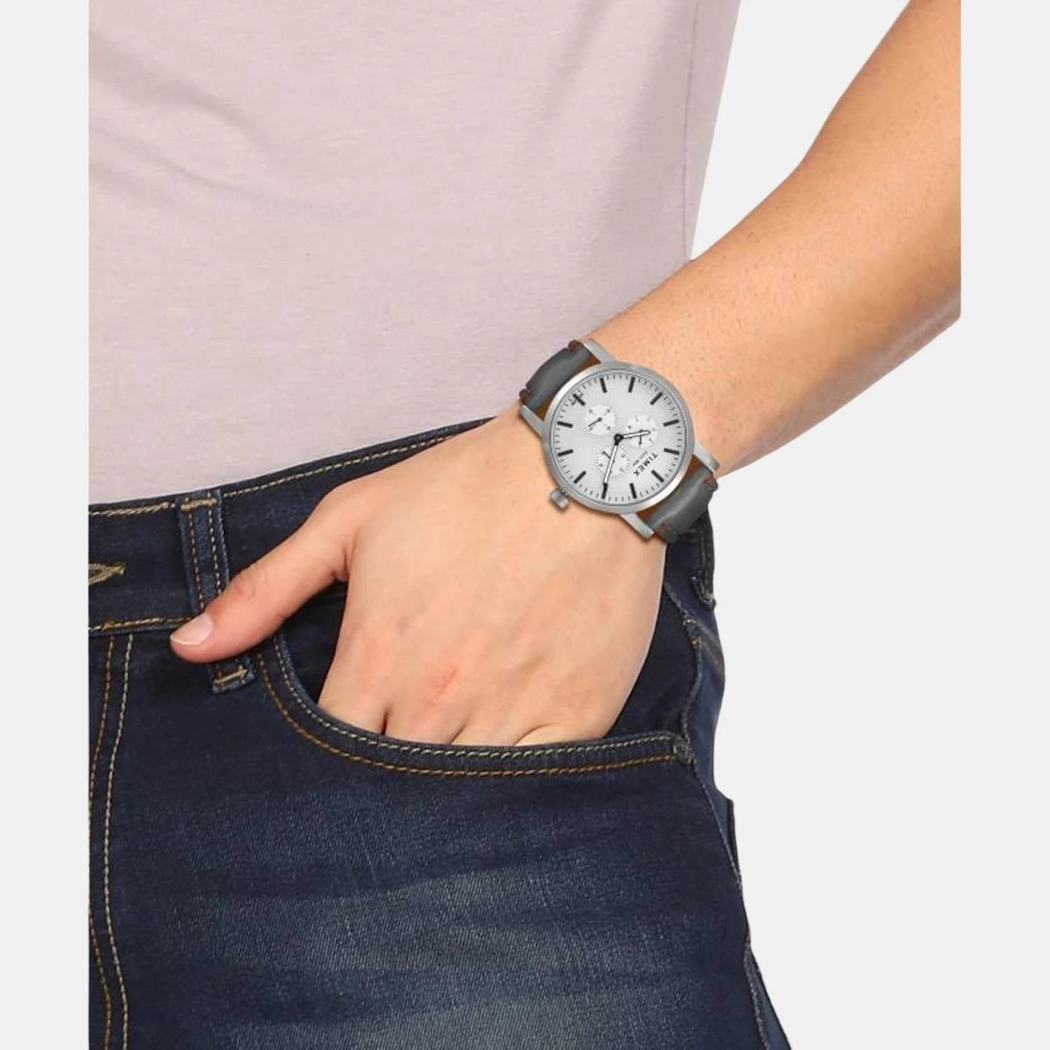 Timex Fashion Men's Grey Dial Round Case Multifunction Function Watch -TWEG16609