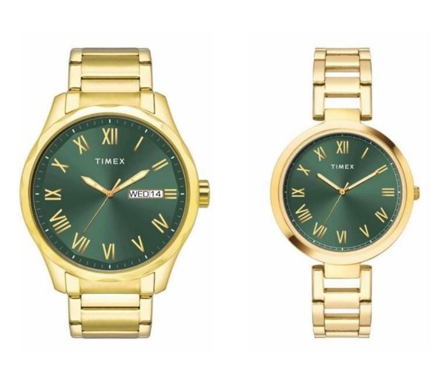 Timex Full Roman Green Dial Astrological Couple Watch TW00PR339