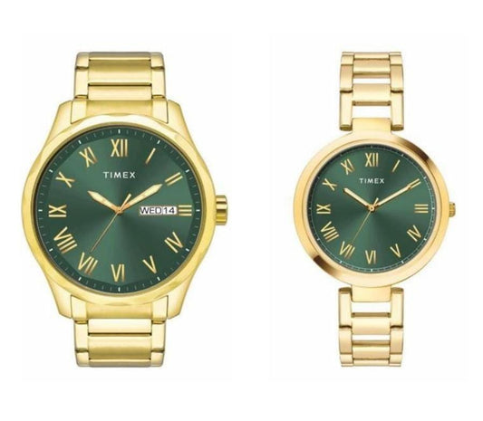 Timex Full Roman Green Dial Astrological Couple Watch TW00PR339