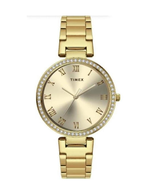 Timex Gold Dial with Roman Numbers Women's Watch - TWEL18715