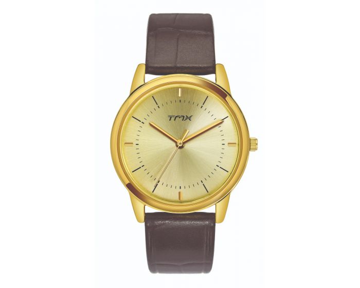 Sleek Golden Dial Leather Strap Watch TM0TG7108 - KRISHNA WATCH COMPANY