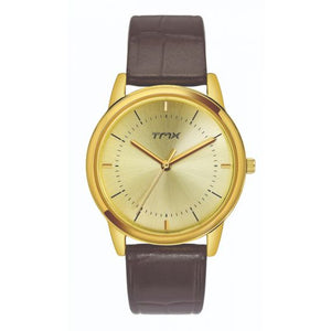 Sleek Golden Dial Leather Strap Watch TM0TG7108 - KRISHNA WATCH COMPANY