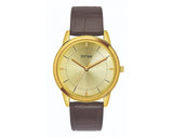 Sleek Golden Dial Leather Strap Watch TM0TG7108 - KRISHNA WATCH COMPANY