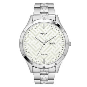 Dressy White Patterned Dial Bracelet Watch TM0TG7805T - KRISHNA WATCH COMPANY