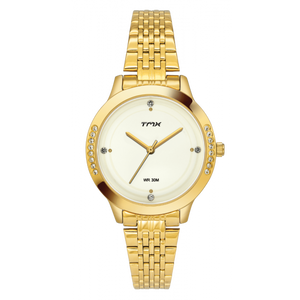 Crystal Studded White Dial Bracelet Watch TMTL10401T - KRISHNA WATCH COMPANY