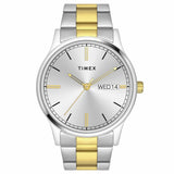 TIMEX CLASSICS COLLECTION PREMIUM QUALITY MEN'S ANALOG SILVER DIAL COLOURED QUARTZ WATCH, ROUND DIAL WITH 42MM CASE WIDTH - TW0TG8314