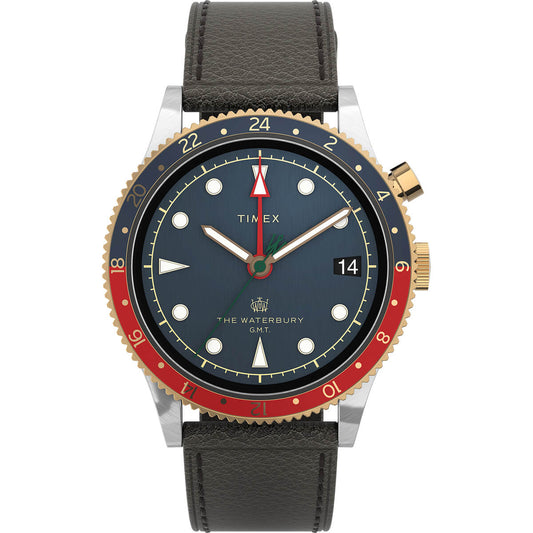 TIMEX Waterbury Traditional GMT 39mm Leather Strap Watch TW2U90500UJ