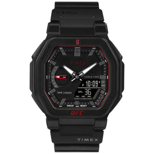 Timex UFC Strength Collection Premium Quality Men's Analog/Digital Black Dial Coloured Quartz Leather Strap Watch - TW2V55200X6 - KRISHNA WATCH COMPANY