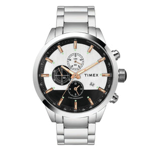 TIMEX E CLASS MEN'S SILVER DIAL ROUND CASE CHRONOGRAPH FUNCTION WATCH -TWEG19400 - KRISHNA WATCH COMPANY