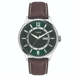 Timex Fashion Men's Green Dial Round Case Day Date Function Watch -TWEG19801 - KRISHNA WATCH COMPANY