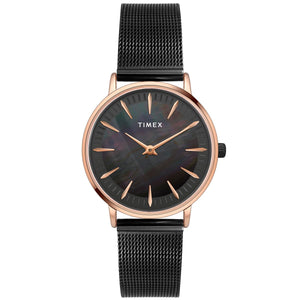 TIMEX FASHION WOMEN'S MOTHER OF PEARL DIAL ROUND CASE 2 HANDS FUNCTION WATCH - TWEL15608 - KRISHNA WATCH COMPANY