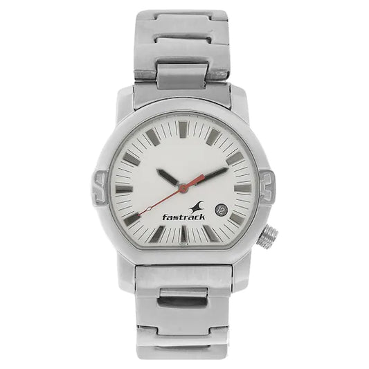 WHITE DIAL SILVER STAINLESS STEEL STRAP WATCH NK1161SM03 (N531)