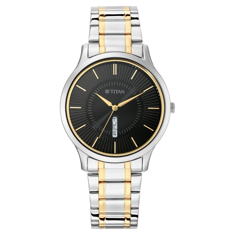 TITAN Lagan - Black Dial Metal Strap 1845BM01