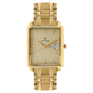 TITAN Champagne Dial Golden Stainless Steel Strap Watch NP1506YM02 - KRISHNA WATCH COMPANY
