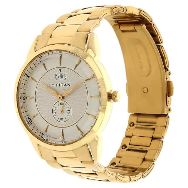 Titan Silver Dial Golden Stainless Steel Strap Watch 1521YM01