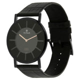 Titan Edge Black Dial Black Leather Strap Watch NQ1595NL01 (DA812)