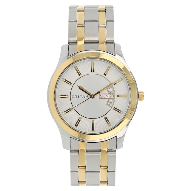 TITAN Silver Dial Two Toned Stainless Steel Strap Watch 1627BM01